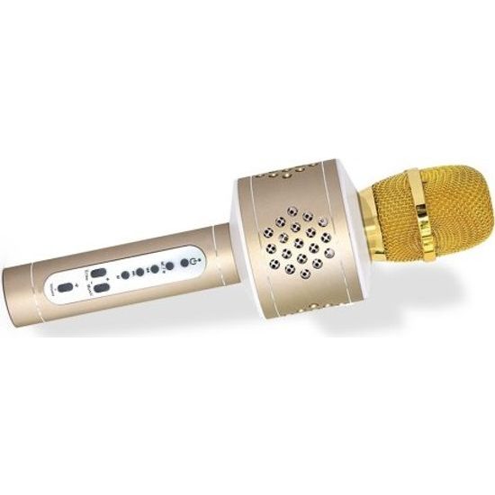 Zlatý Mikrofon karaoke Bluetooth na baterie s USB kabelem