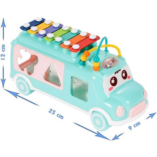 Interaktivní hrající autíčko s cimbálkami Happy Bus modré
