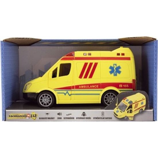 Auto ambulance na baterie se zvukem, se světlem