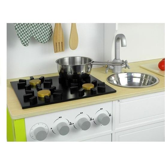 Dětská dřevěná kuchyňka - bílo/zelená