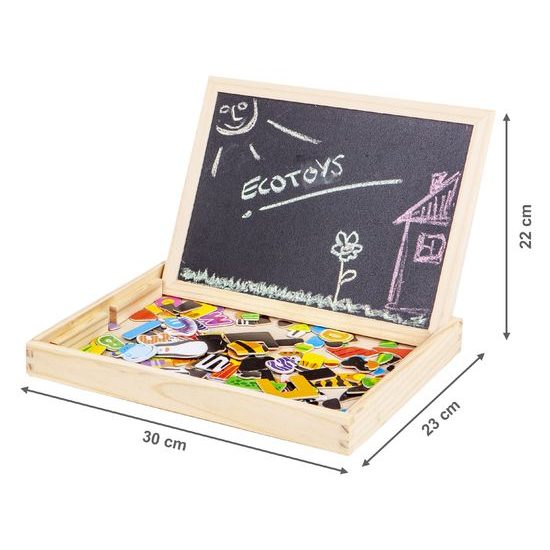 Ecotoys dřevěná magnetická tabulka Puzzle