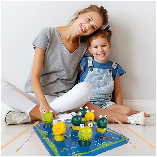 Dřevěné žabičky na lovení na magnet 3D