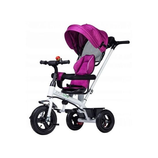 Ecotoys dětská tříkolka se stříškou růžová - nafukovací kola