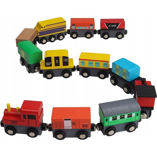 Doris dřevěný vláček pro děti Wooden Train 12 součástí