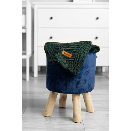 Dětská deka do kočárku pletená 100% bavlna tmavě zelená