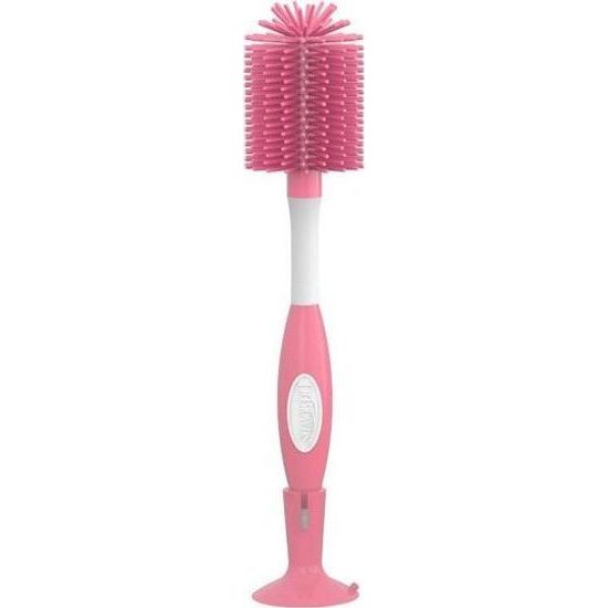 Kartáč na kojenecké láhve z měkkého silikonu růžová