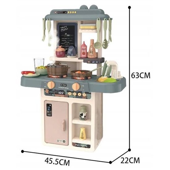 Dětská mni kuchyňka se zvuky a párou Little Chef- šedá