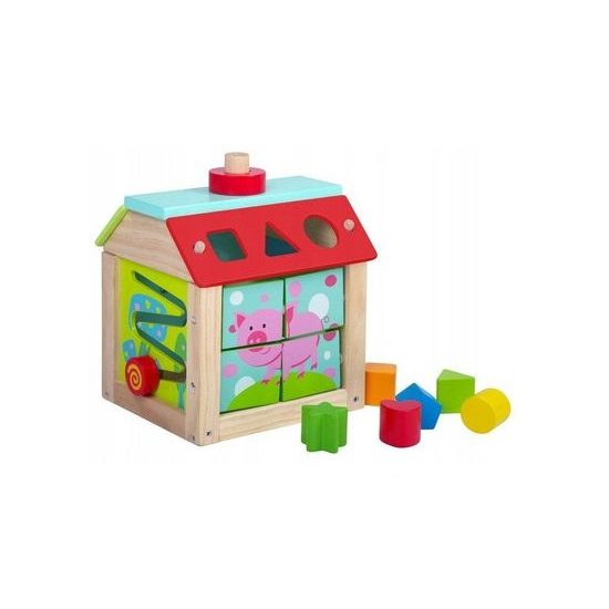 Ecotoys dřevěná edukační kostka se zvukem