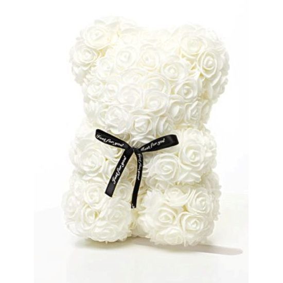 Medvídek z růží bílý Rose Bear 25 cm