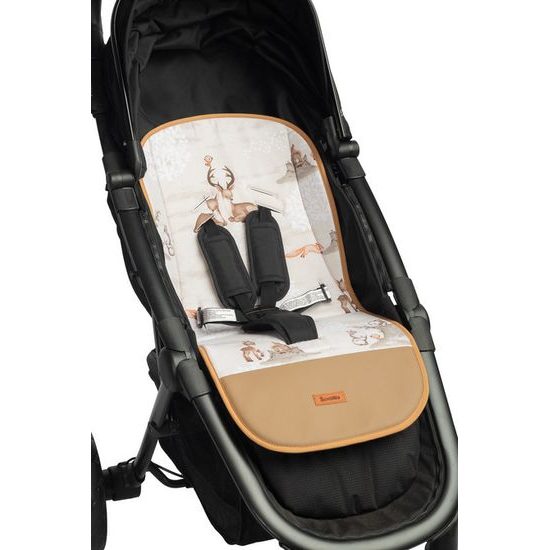 Vložka do kočárku univerzální Lesní zvířátka, meruňková