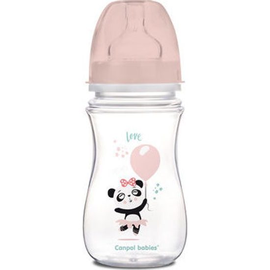 Canpol Babies Canpol Babies Antikolik. lahvička se širokým hrdlem, Exotic Animals, 300 ml - růžová