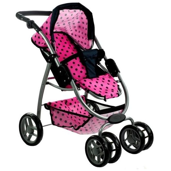 Alice velký sportovní kočárek pro panenky 3v1 - 9662 růžový s puntíkama