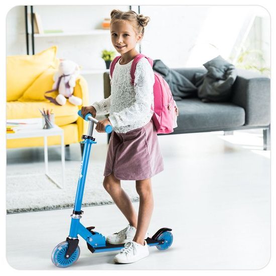 Dětská skládací koloběžka Scooter se svítícími koly - modrá