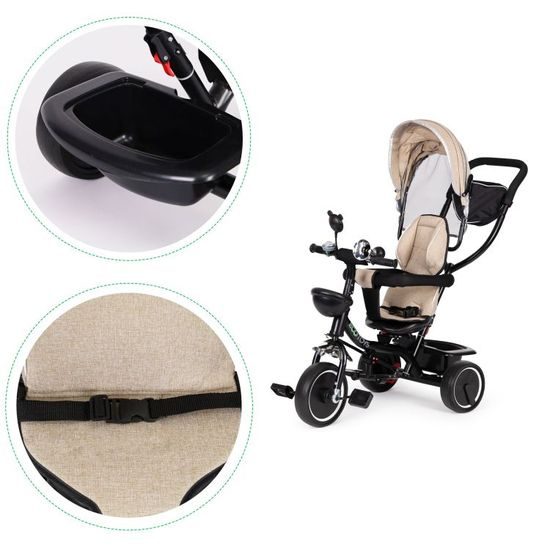 Ecotoys dětská tříkolka s otočným sedadlem Trike 2v1 béžová