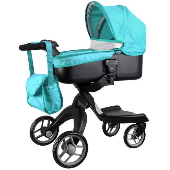 Alice moderní hluboký kočárek pro panenky 4544 tyrkysový