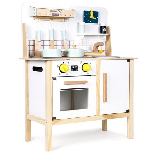 Ecotoys dětská dřevěná kuchyňka se zvuky a LED efekty Horney Chef