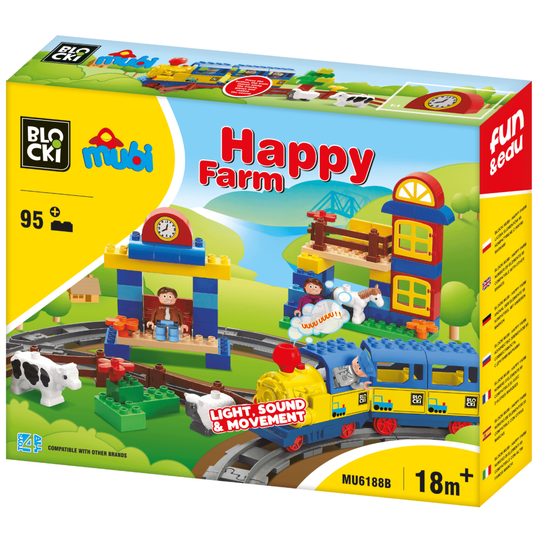 Blocki Mubi stavebnice Veselá farma se světlem a zvukem 95 dílů