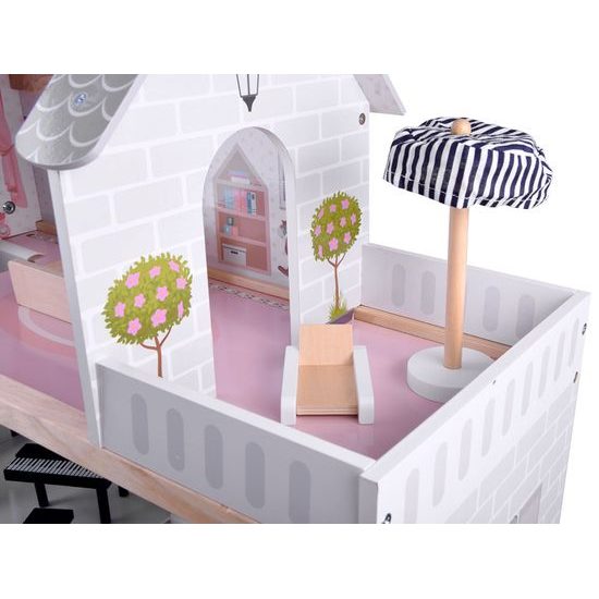 Dřevěný domeček pro panenky s LED osvětlením rezidence Boho