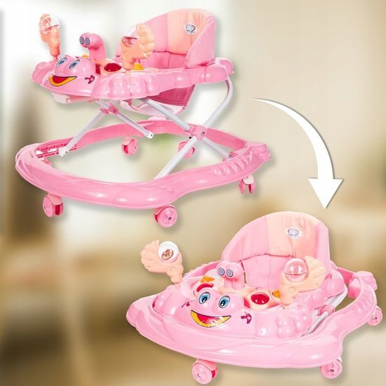 Dětské vzdělávací chodítko Laugh Walker růžové