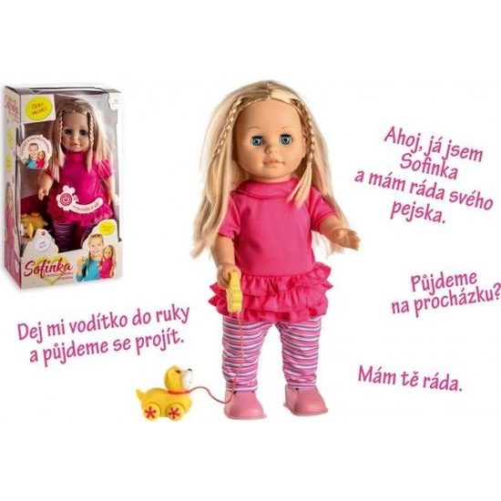 Panenka Sofinka s pejskem chodící a česky mluvící - na baterie