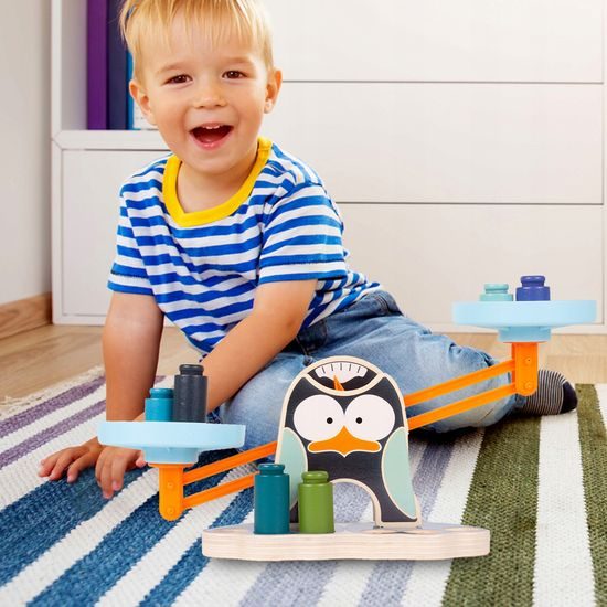 Dřevěná naučná váha pro děti Penguin Balance