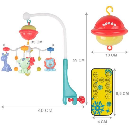 Kolotoč nad postieľku s projektorom a diaľkovým ovládaním Bed Bell