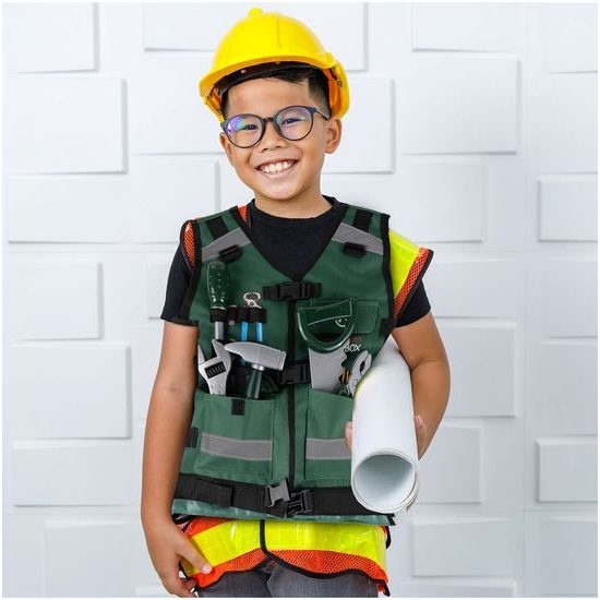 Sada dětského nářadí s vestou a helmou Craftmans Toolbox