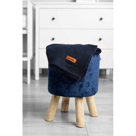 Dětská deka do kočárku pletená 100% bavlna tmavě modrá