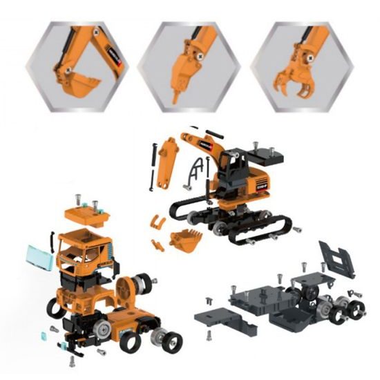 Šroubovací nákladní auto s bagrem a vrtačkou na baterie DIY Trailer