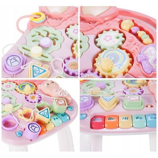 Doris interaktivní chodítko s hracím stolečkem 2v1 růžové