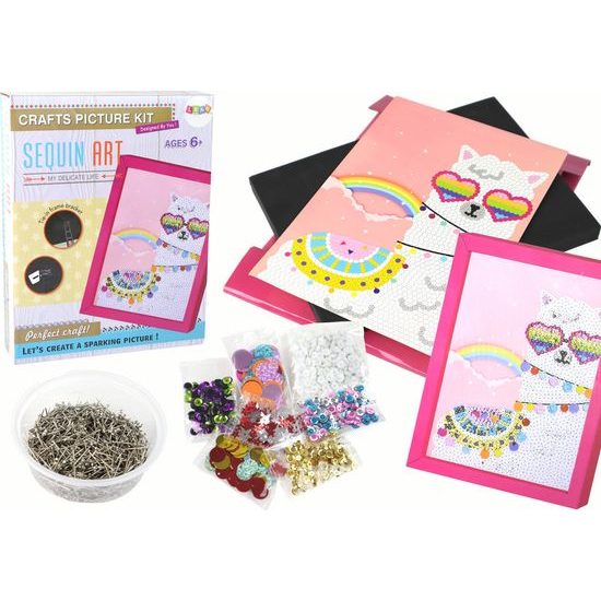 Pěnový obrázek s flitry - Lama