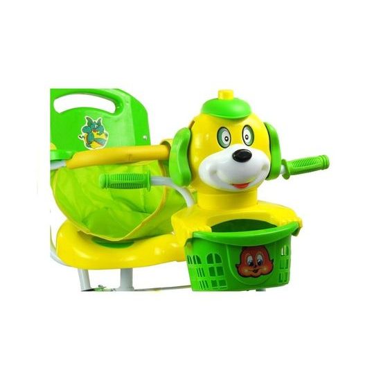 Dětská tříkolka s vodící tyčí Pejsek zelená