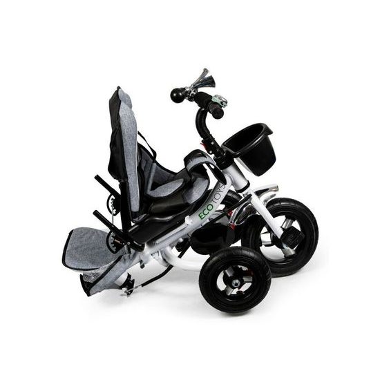 Ecotoys dětská tříkolka s otočným sedadlem a nafukovacími koly Rotage šedá