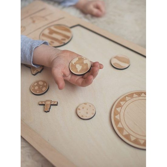 Slnečná sústava - edukatívne drevené puzzle - ČESKÁ VERZIA