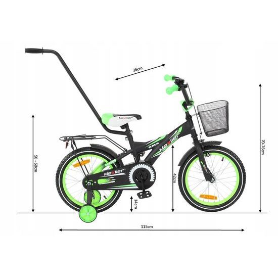 Mexller dětské kolo BMX 16" s vodící tyčí černozelené