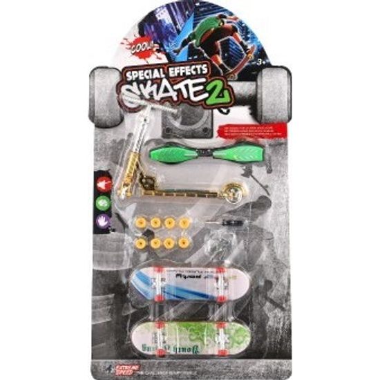 Sada skateboard šroubovací, koloběžka prstová, waveboard s doplňky - mix druhů