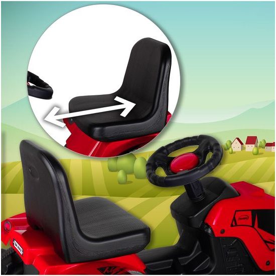 Dětský šlapací traktor s vlečkou Max červený
