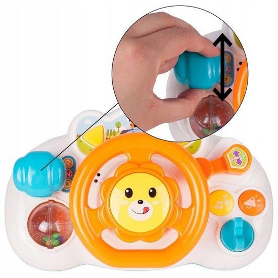 Interaktivní volant pro nejmenší se světlem a zvukem Lion Driver oranžový