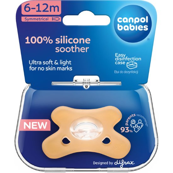 CANPOL babies Dudlík 100% silikonový symetrický 6-12m 1ks oranžový