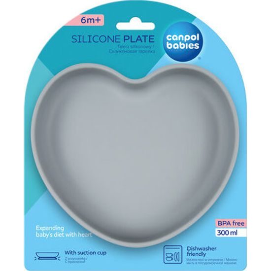 CANPOL babies Silikonový talíř s přísavkou SRDCE modrý