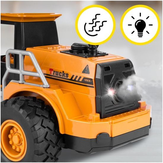 Bagr na dálkové ovládání City Engineering s pohyblivou lžící a kouřovým efektem
