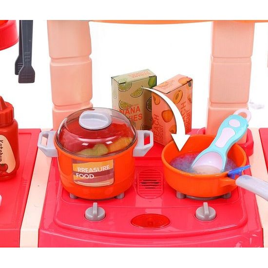 Velká dětská kuchyňka s tekoucí vodou, zvuky a světly Simulation Kitchen - růžová