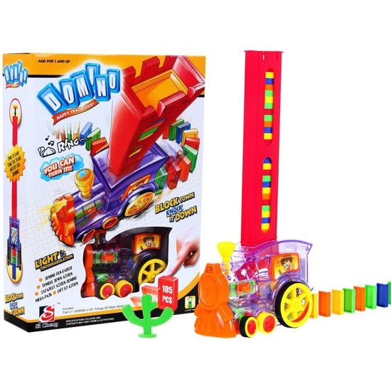 Majlo Toys veselé domino s lokomotivou na baterie Happy Loco