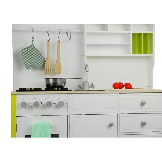 Dětská dřevěná kuchyňka - bílo/zelená
