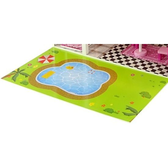 Dřevěný XXL domeček pro panenky se skluzavkou a LED osvětlením rezidence Nadia