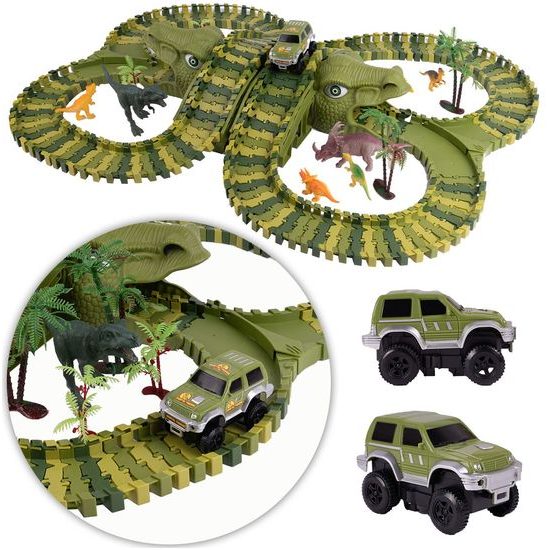 Autodráha s autíčkem na baterie a dinosaury 200 dílků Dino Track