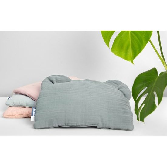 Mušelínová poduška do kočárku šedá