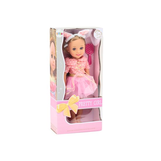 Dětská panenka Pretty Girl s čelenkou a hřebenem 38 cm