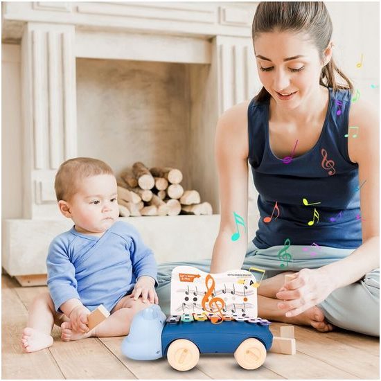 Dětské cimbálky 2v1 s kolečky Hrošík