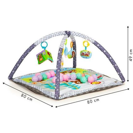 Ecotoys hrací deka 2v1 s 18 míčky Play Ball šedá